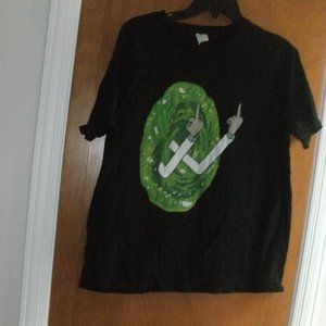 Rick and Morty Graphic FU Black & Green Tee T-shirt Short Sleeve size XL